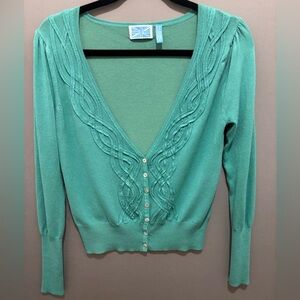 Elegant Teal Cardigan with Button Detailing